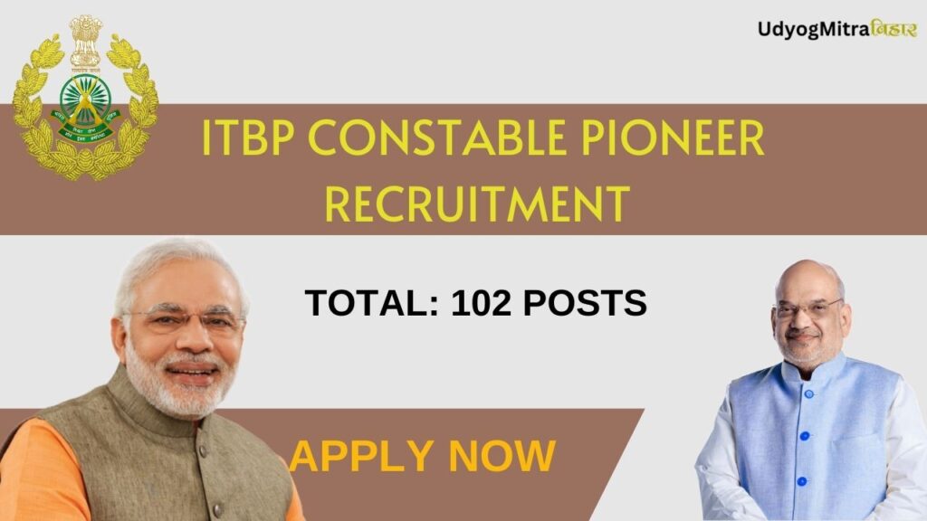 Itbp Constable Pioneer Recruitment For Posts Out Know