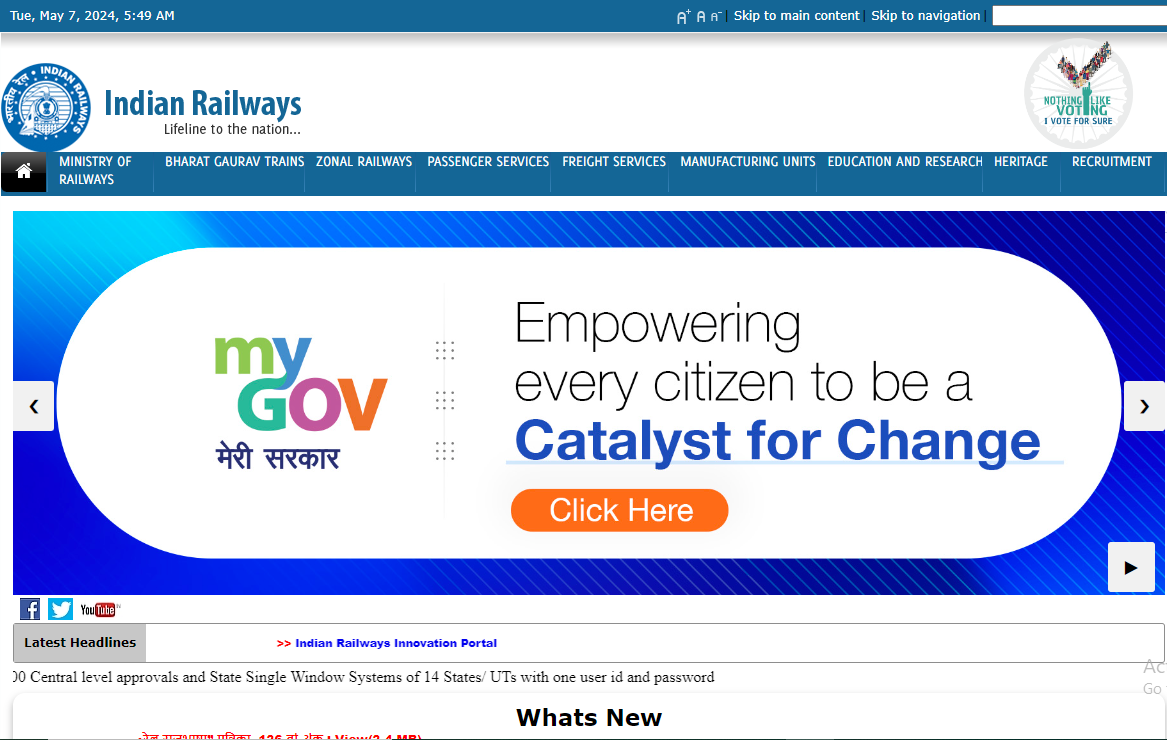 Indian railways official website