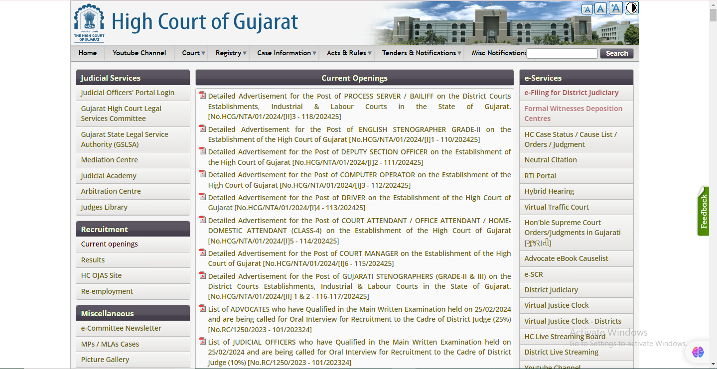 high court of gujarat official website