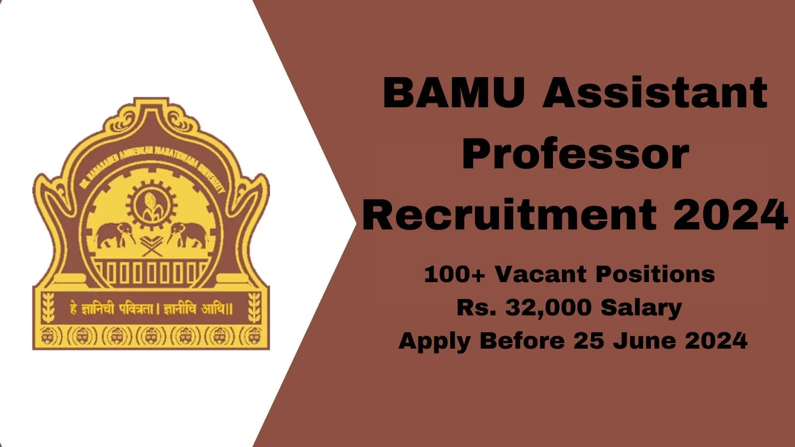 BAMU Assistant Professor Recruitment 2024, 100+ Vacant Positions, Salary, Apply Now, and More