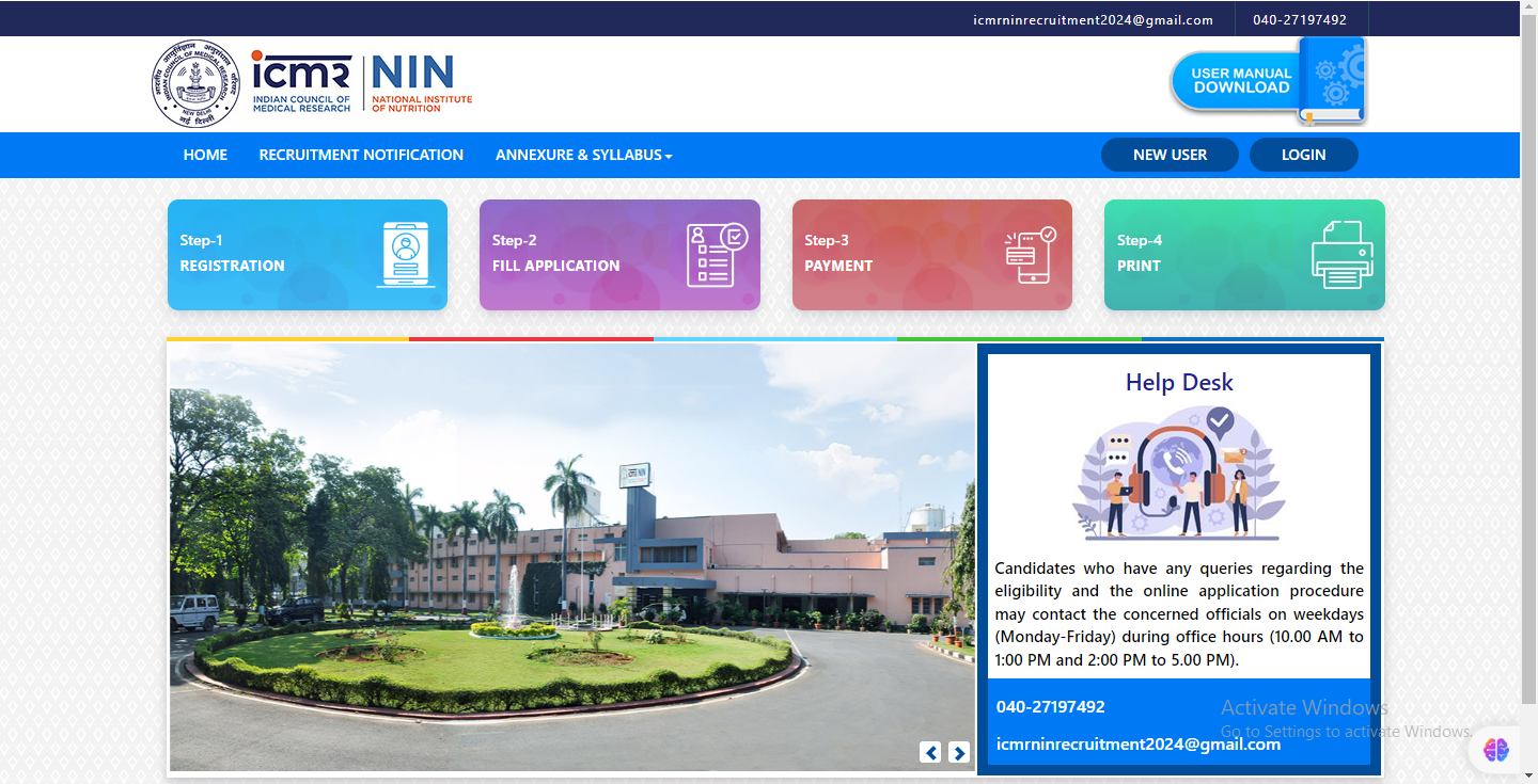 ICMR NIN official website