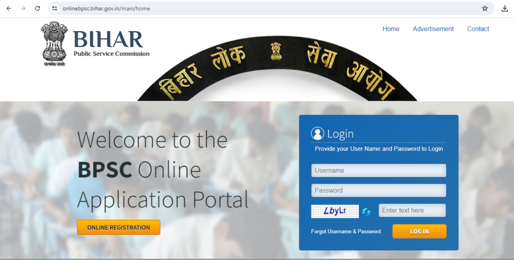 visit the official BPSC website and register as a new user