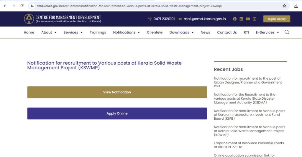 select the "Waste Management Project (KSWMP) Option".