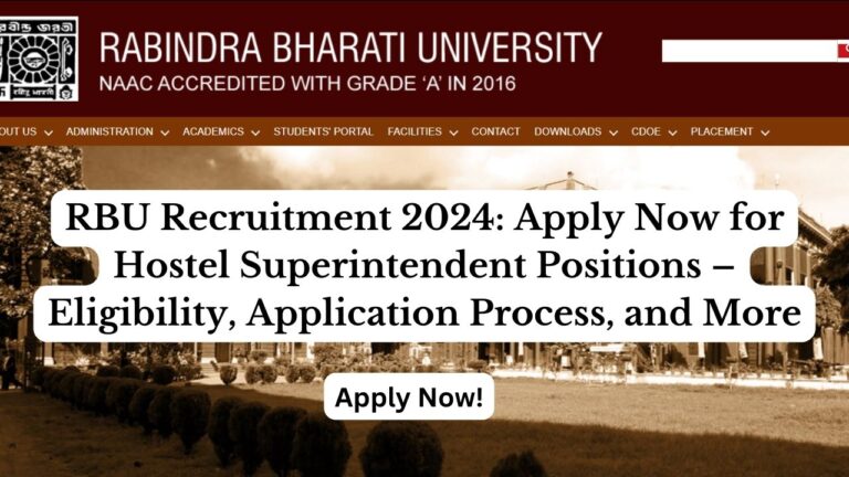 RBU Hostel Superintendent Recruitment 2024, Apply Now, Check Eligibility Criteria, Application Process, and More