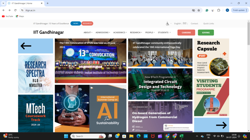 Website for IIT Gandhinagar Bharti 2024 