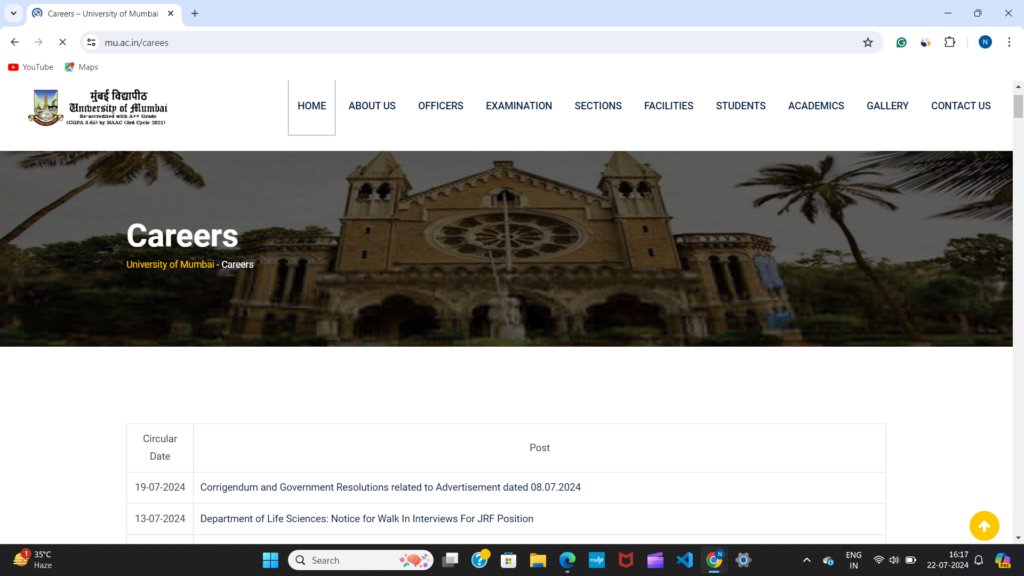 Official Website of Mumbai University Recruitment 2024?