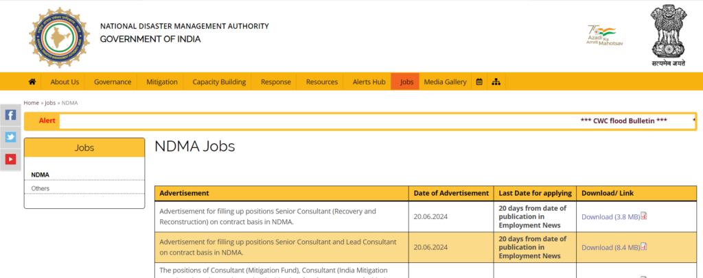 NDMA Senior Consultant Recruitment 2024