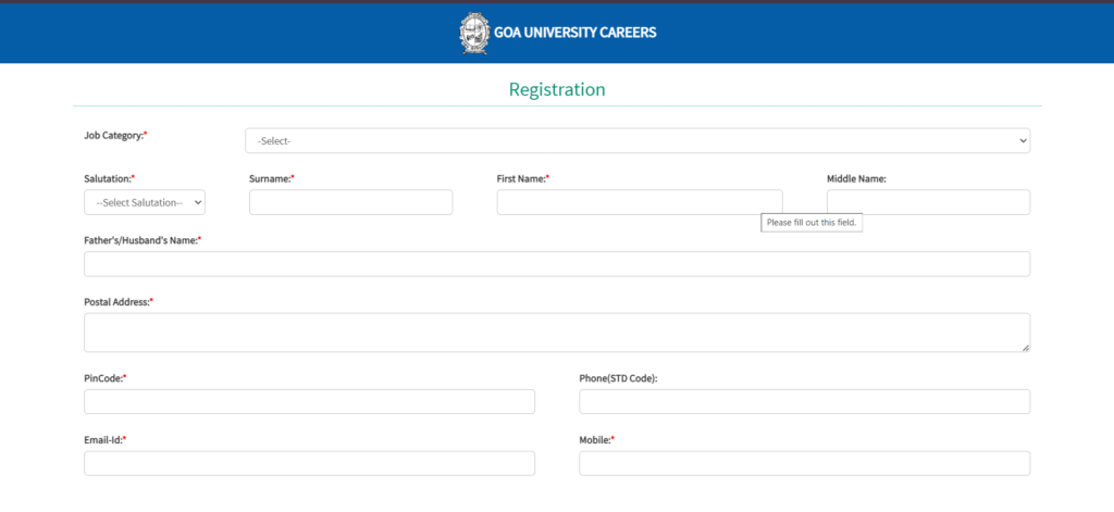 Goa University Recruitment Portal 