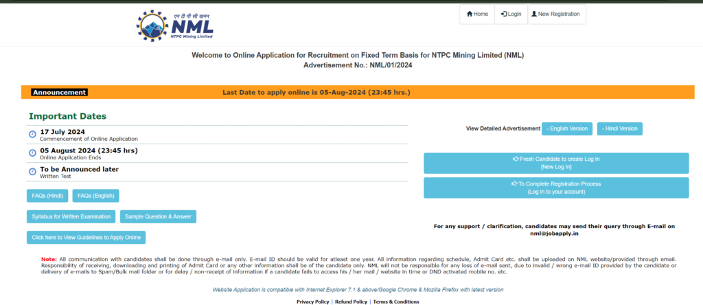 NTPC Mining Limited Recruitment 2024