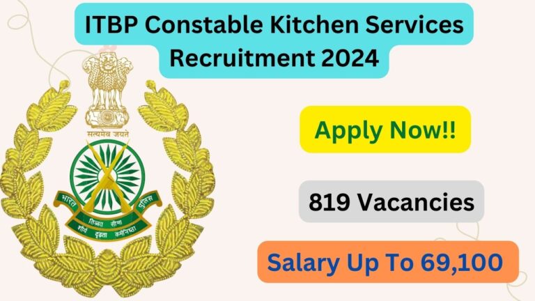 ITBP Constable Kitchen Services Recruitment 2024, Apply Now, Check Eligibility Criteria, Exam Pattern, Salary