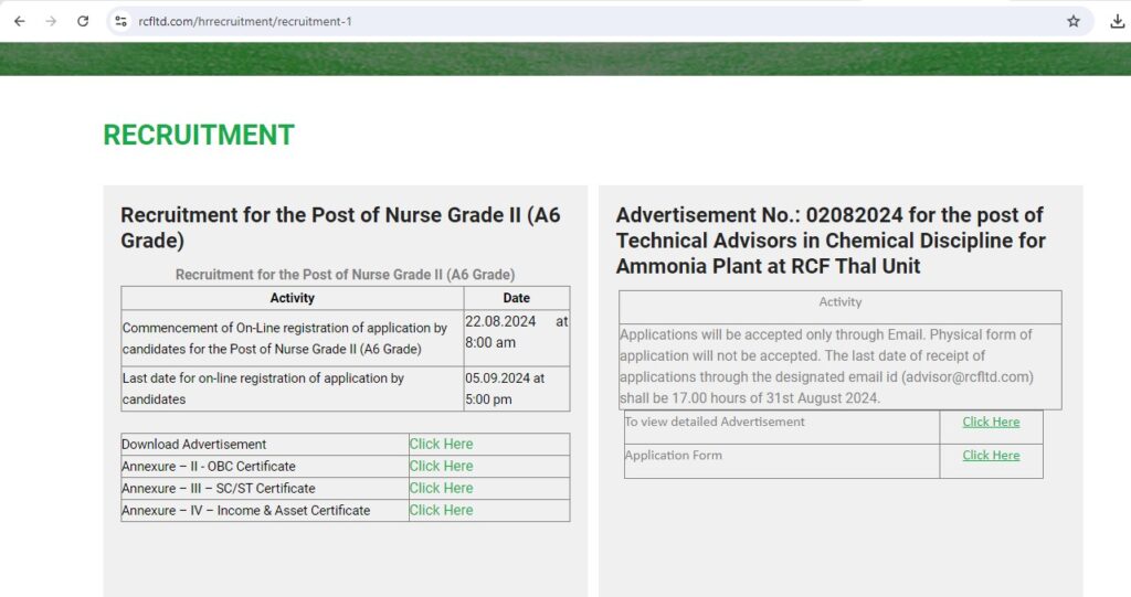 How to Apply for RCFL Nurse Recruitment 2024?