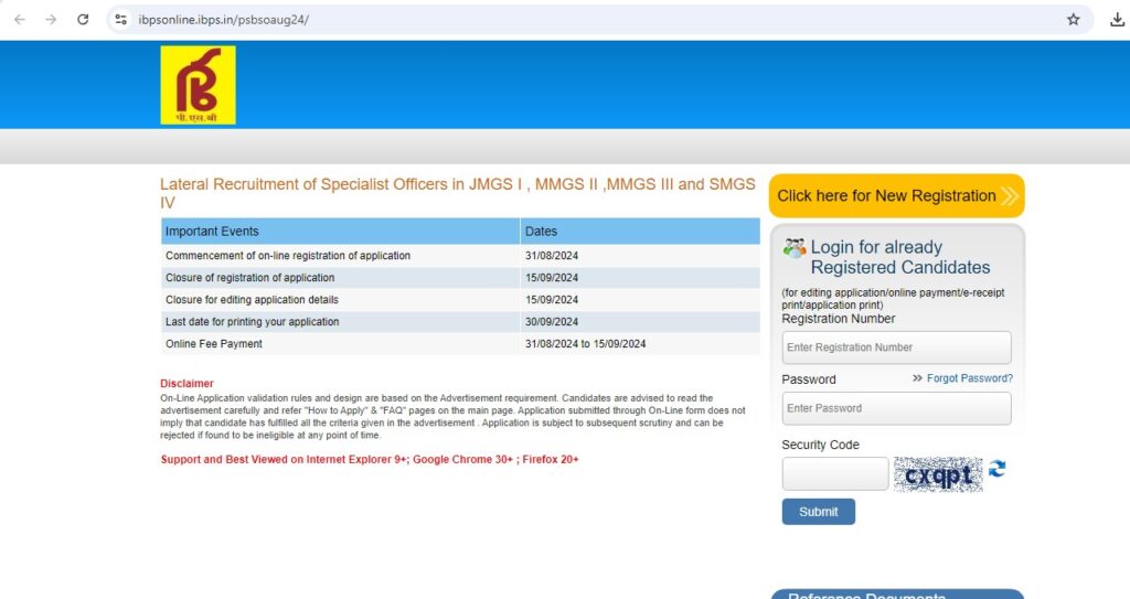 How to apply for Punjab & Sind Bank SO Recruitment 2024?