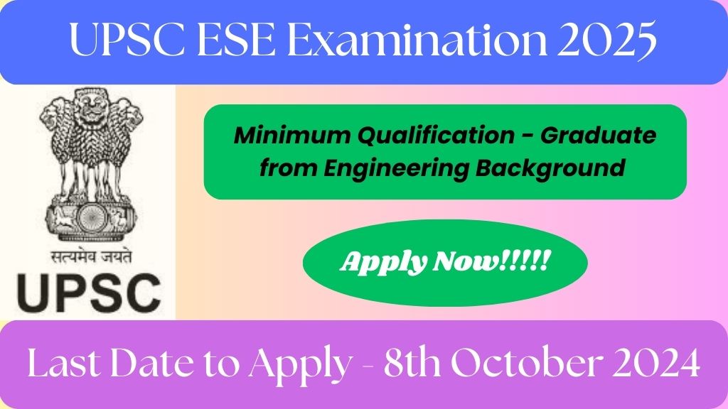 UPSC ESE Recruitment 2025: Check Eligibility Criteria, Application Process, Vacancy Details, Exam Pattern