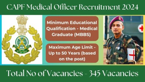 CAPF Medical Officer Recruitment 2024: Check Vacancy Details, Eligiblity Crietria, Application Process, Selection Process